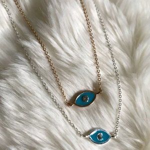 NEW evil eye silver necklace